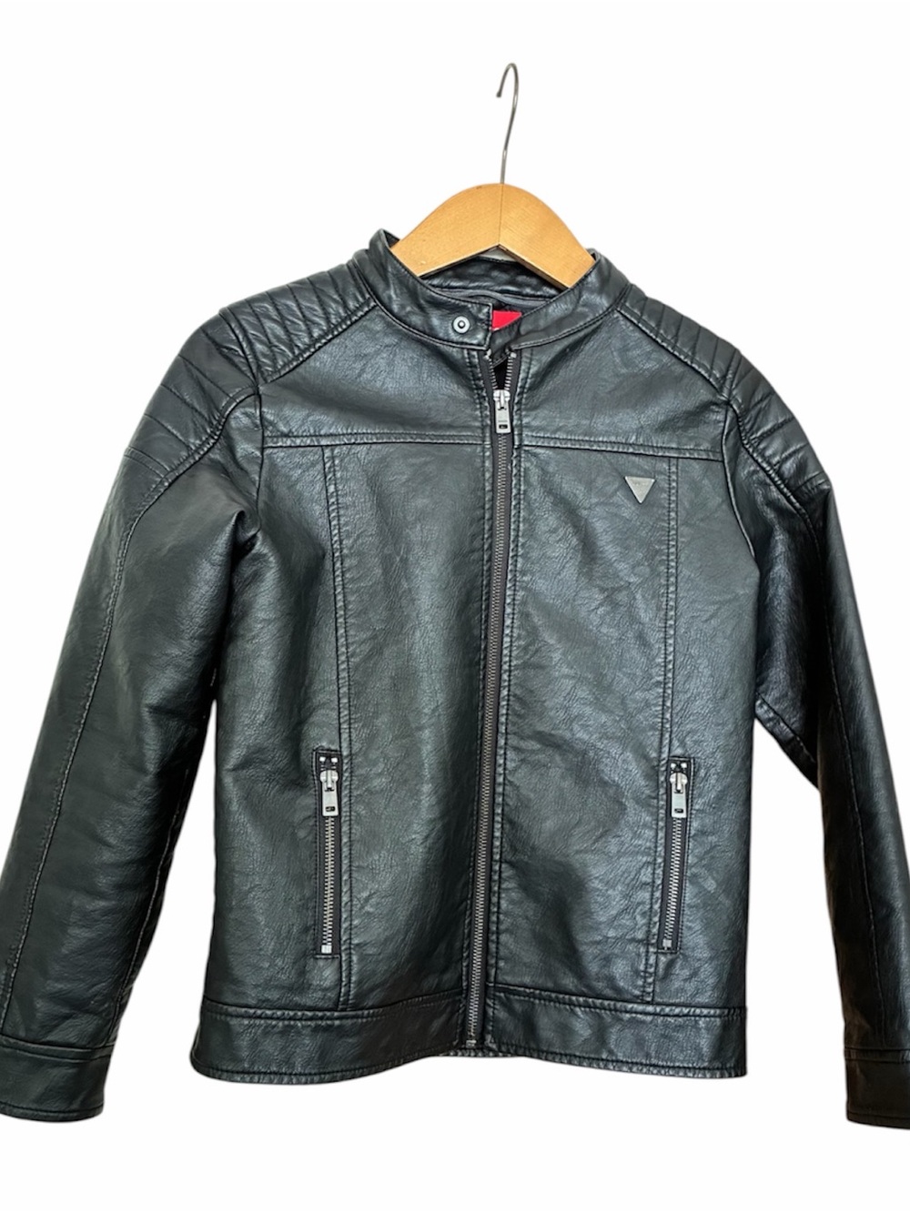 Guess Black Vegan Leather Moto Jacket Sz 12